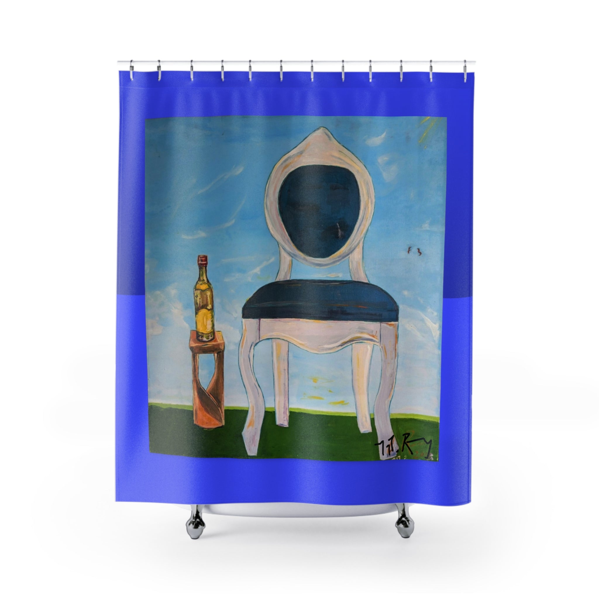 Artistic Shower Curtain with Chair Design by Dovid Remy, Bathroom Decor, Unique Home Accessory, Gift for Art Lovers, Vibrant Colorful Curtain