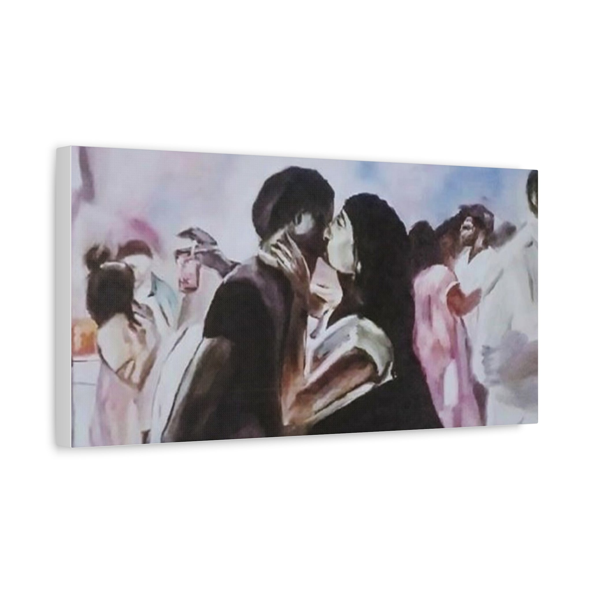 Limited Edition Romantic Canvas Art by Dovid Remy, Matte Stretched Wall Decor, Love Illustration, Couple Painting, Perfect Gift for Anniversaries