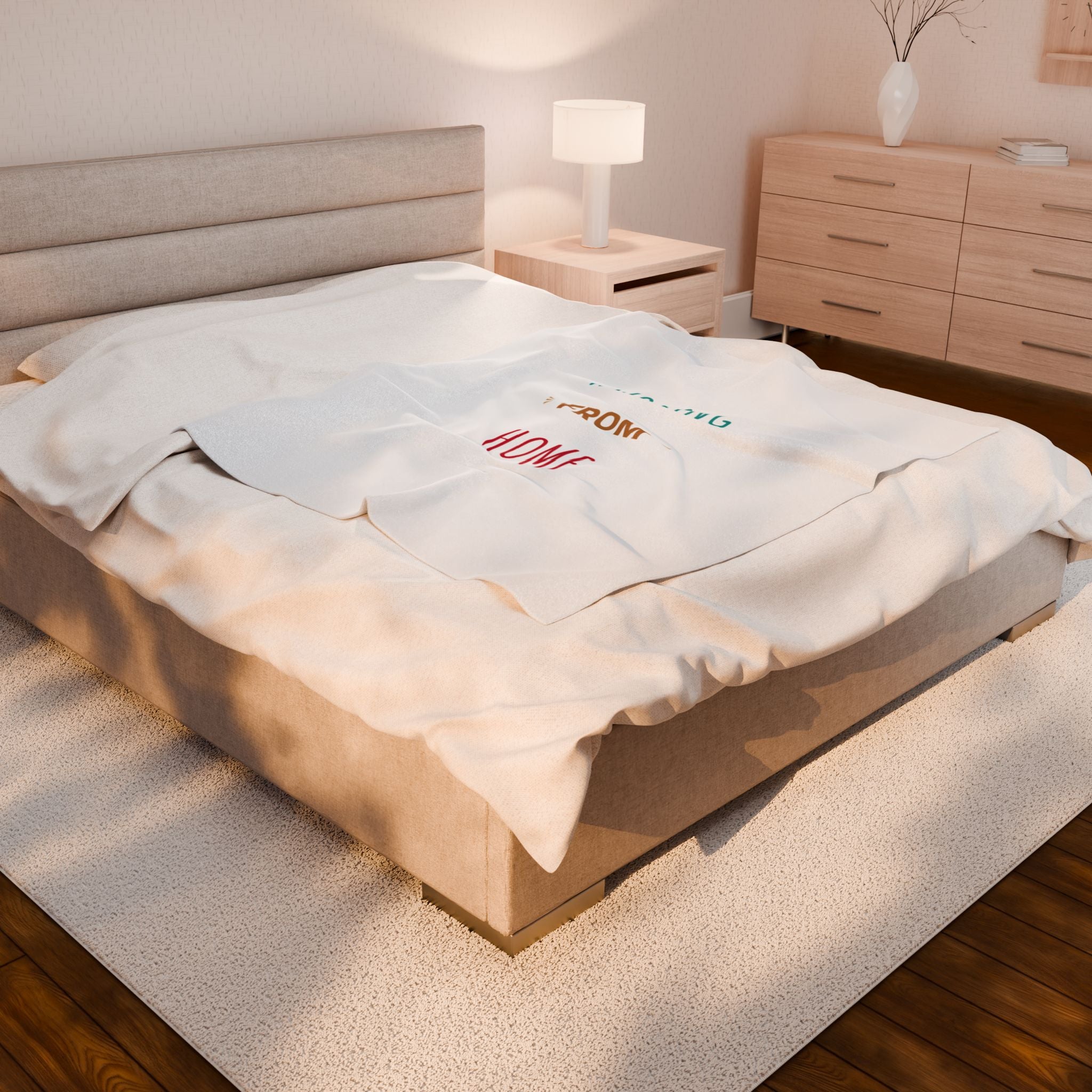 Limited Edition Cozy Working from Home Velveteen Plush Blanket | Gifts for Remote Workers, Home Office Decor, Comfortable Throw, Housewarming Present