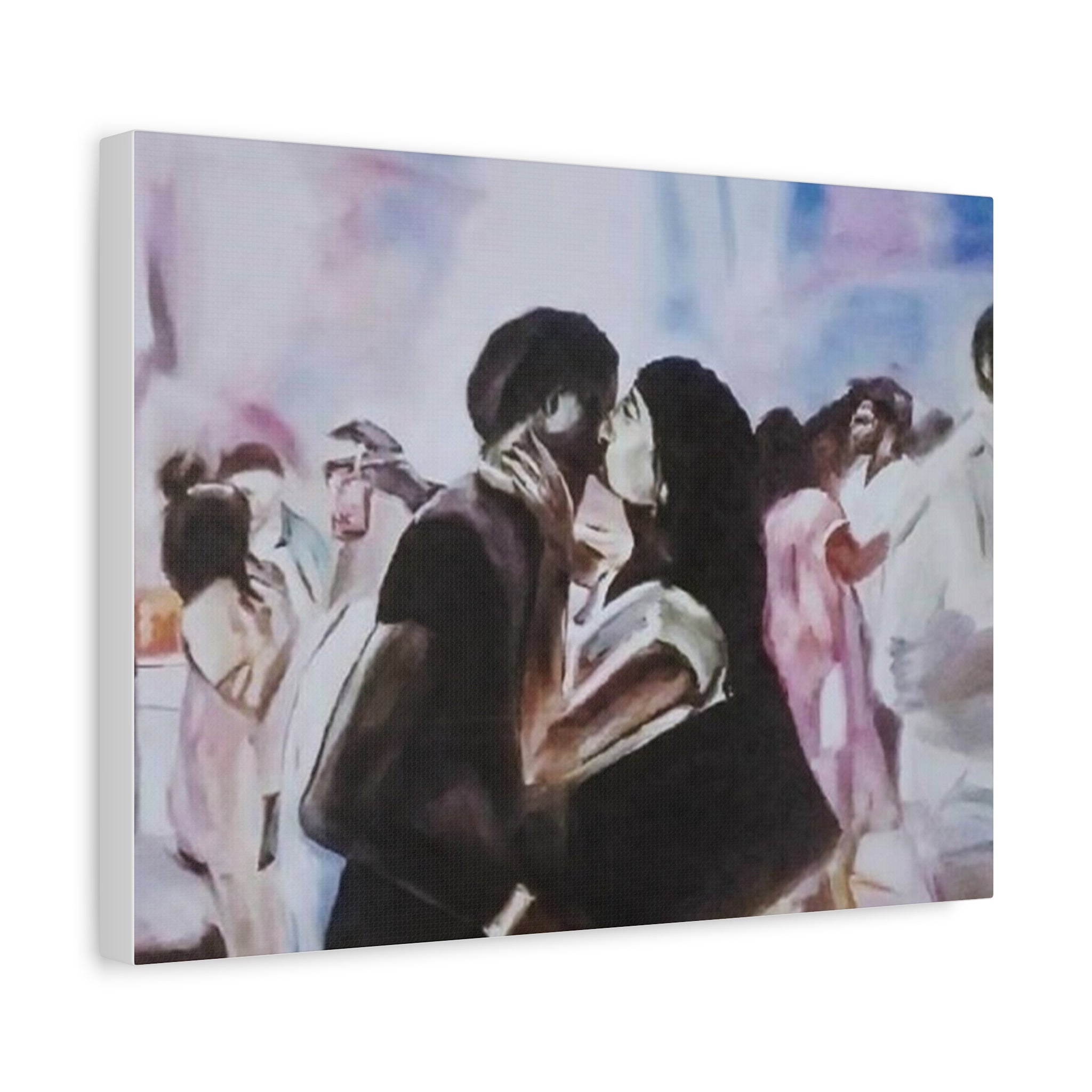 Limited Edition Romantic Canvas Art by Dovid Remy, Matte Stretched Wall Decor, Love Illustration, Couple Painting, Perfect Gift for Anniversaries