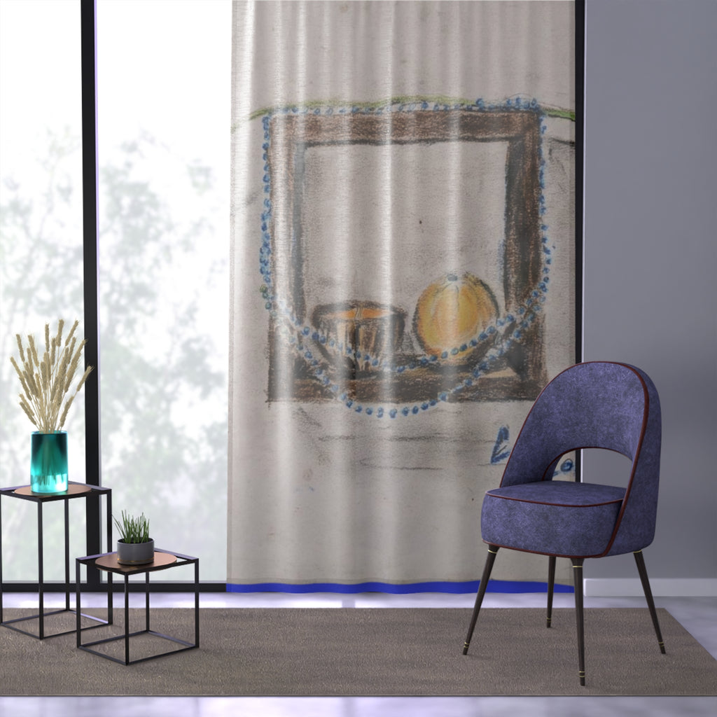Artistic Window Curtain with Framed Still Life Design by Dovid Remy, Decorative Home Decor, Living Room Window Treatment, Boho Aesthetic, Birthday Gift