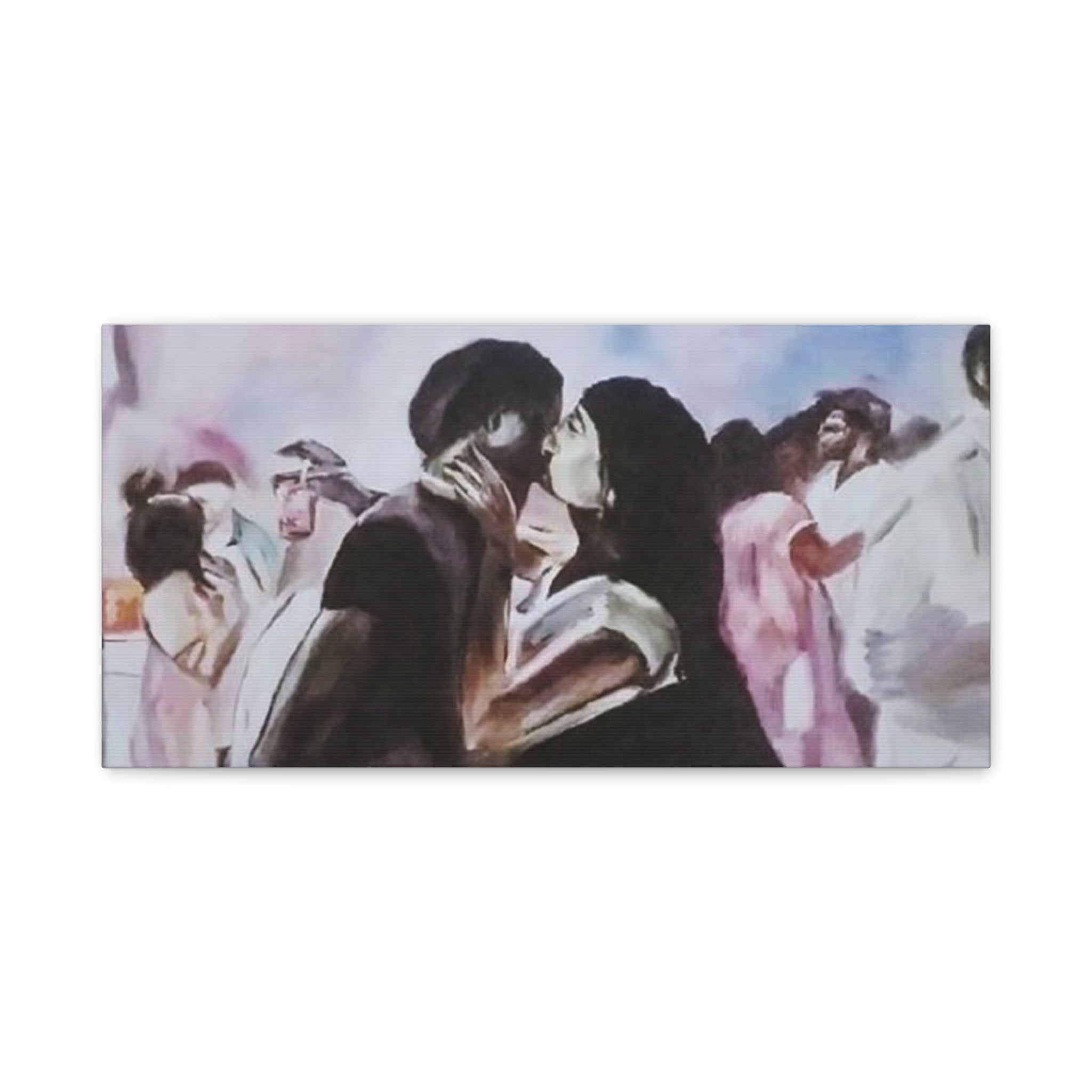 Limited Edition Romantic Canvas Art by Dovid Remy, Matte Stretched Wall Decor, Love Illustration, Couple Painting, Perfect Gift for Anniversaries