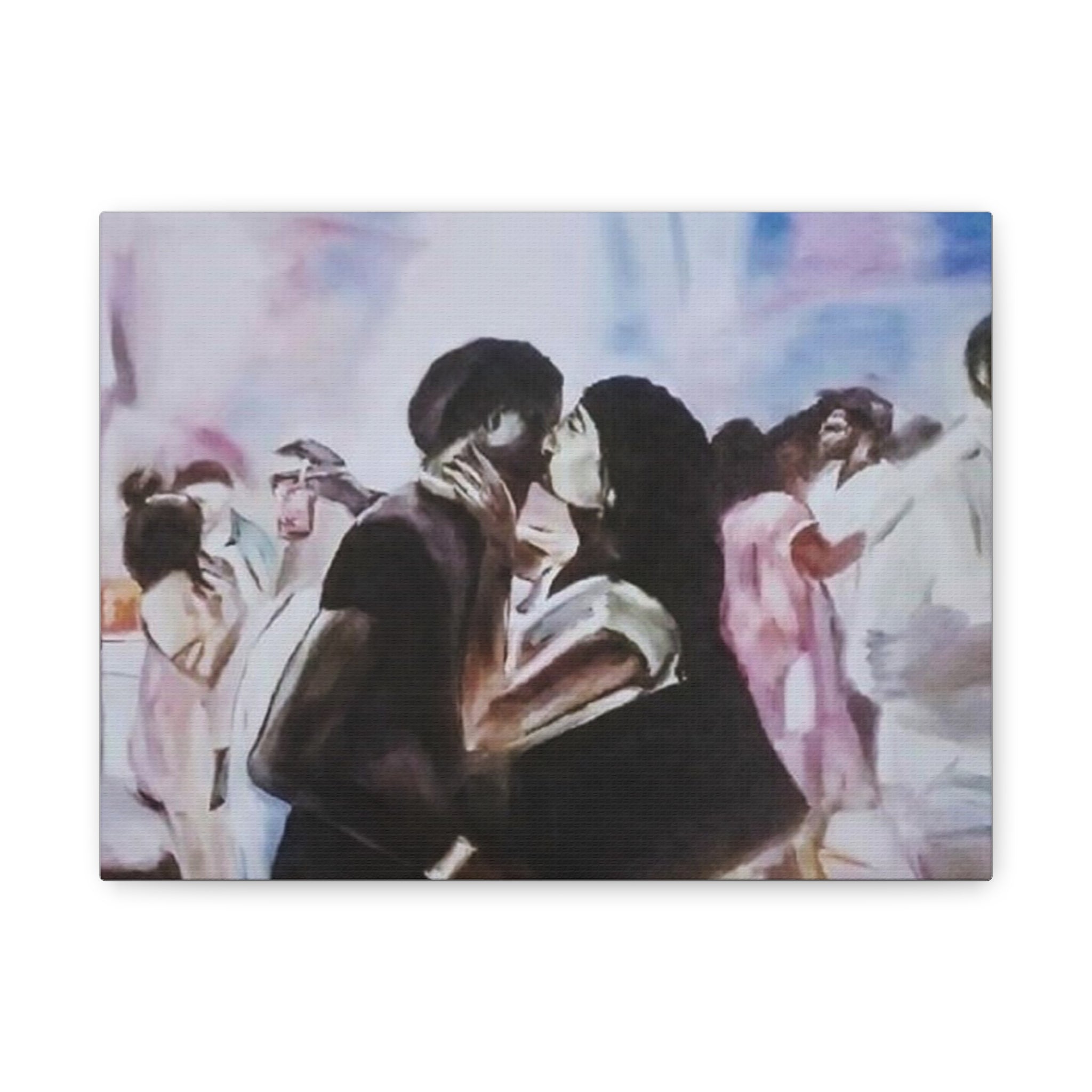 Limited Edition Romantic Canvas Art by Dovid Remy, Matte Stretched Wall Decor, Love Illustration, Couple Painting, Perfect Gift for Anniversaries