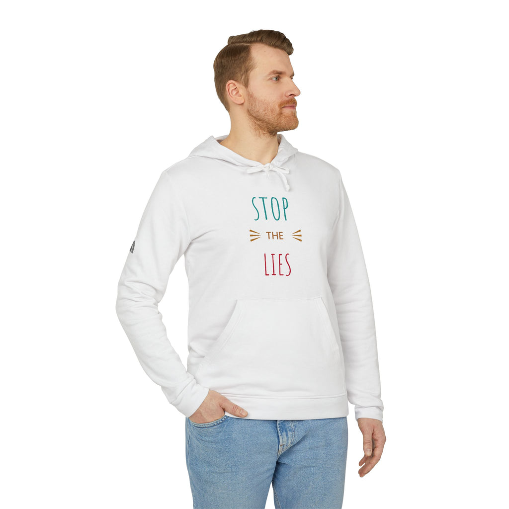 Limited Edition Cozy Motivational Fleece Hoodie, Stop the Lies Sweatshirt, Unisex Pullover, Casual Streetwear, Perfect for Everyday Wear