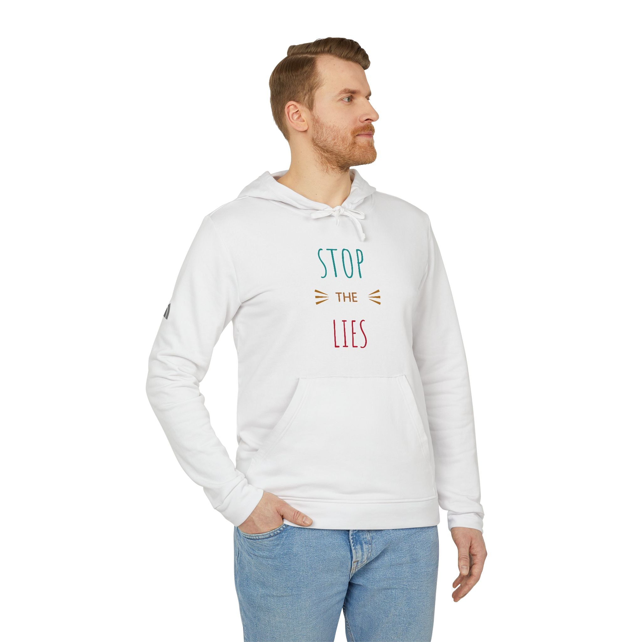 Limited Edition Cozy Motivational Fleece Hoodie, Stop the Lies Sweatshirt, Unisex Pullover, Casual Streetwear, Perfect for Everyday Wear